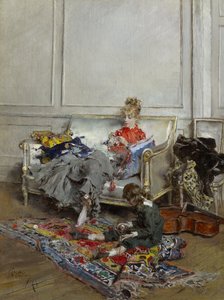 Ung kvinde hækler, 1875 af Giovanni Boldini