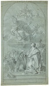 Augustinermunke, der modtager deres ordens herredømme fra St. Augustin af Giovanni Bonati