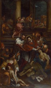 Saint Charles Borromeo blandt pestofre, anden halvdel af det 17. århundrede.. af Giovanni Bonatti