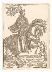 Astolfo til hest Il paladin Astolfo (titel på objekt) af Giovanni Britto