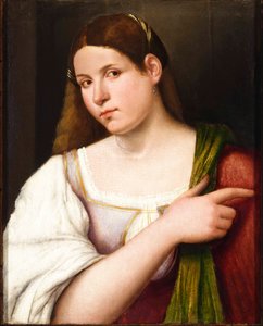 Portræt af en ung kvinde. af Giovanni de Busi Cariani