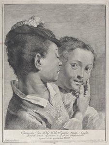 Dreng med en hat, der rører ved en piges ansigt, 1743. af Giovanni Cattini