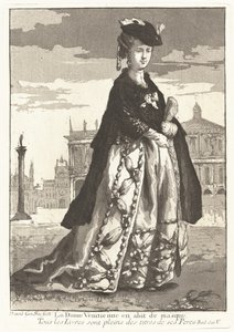La Dame Venitienne en habit de masque (venetiansk kvinde i karnevalskjole) af Giovanni David