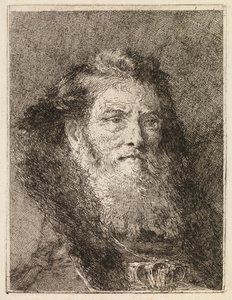 Barhovedet mand vendt mod højre af Giovanni Domenico Tiepolo