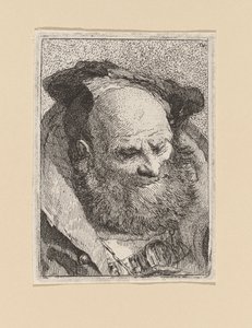 Skægget gammel mand, fra Raccolta di Teste (samling af hoveder) af Giovanni Domenico Tiepolo