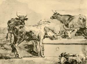 Køer vanding, midten af slutningen af det 18. århundrede, 1928 af Giovanni Domenico Tiepolo