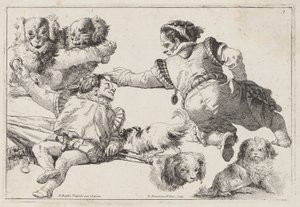 Dværge og hunde af Giovanni Domenico Tiepolo