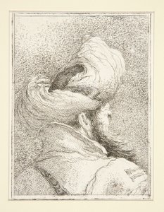 Hoved af en tyrker, fra serien Raccolta di Teste, Libro Secondo (Samling af hoveder, anden bog) af Giovanni Domenico Tiepolo