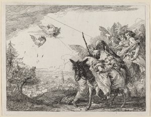 Joseph, stående, forguder barnet af Giovanni Domenico Tiepolo