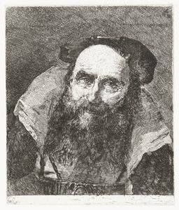 smilende gammel mand Samling af hoveder (serietitel) Raccolta di Teste (serietitel) af Giovanni Domenico Tiepolo