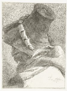 Mand med hovedet vendt væk med hat Samling af hoveder (serietitel) Raccolta di Teste (serietitel) af Giovanni Domenico Tiepolo