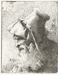 Mand med skæg og hat Samling af hoveder (serietitel) Raccolta di Teste (serietitel) af Giovanni Domenico Tiepolo