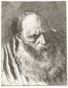 Mand med skæg i stribet kappe Samling af hoveder (serietitel) Raccolta di Teste (serietitel) af Giovanni Domenico Tiepolo