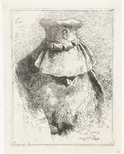 Mand med bøjet hoved og stor hat Samling af hoveder (serietitel) Raccolta di Teste (serietitel) af Giovanni Domenico Tiepolo
