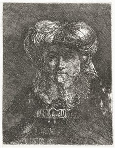Mand med stor turban Samling af hoveder (serietitel) Raccolta di Teste (serietitel) af Giovanni Domenico Tiepolo