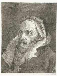 Mand med høj drejet kappekrave Samling af hoveder (serietitel) Raccolta di Teste (serietitel) af Giovanni Domenico Tiepolo
