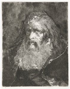Mand med langt hår og uden hovedbeklædning Samling af hoveder (serietitel) Raccolta di Teste (serietitel) af Giovanni Domenico Tiepolo