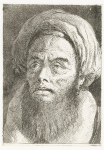 Mand med turban Samling af hoveder (serietitel) Raccolta di Teste (serietitel) af Giovanni Domenico Tiepolo
