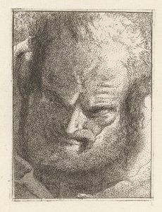 Gammel mand kigger nedad, fra Raccolta di Teste (Samling af hoveder) af Giovanni Domenico Tiepolo