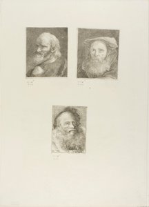 Gammel mand med skæg, skægget gammel mand med hat, gammel mand med dekorativ kasket af Giovanni Domenico Tiepolo