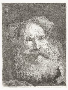 Gammel mand med skæg Samling af hoveder (serietitel) Raccolta di Teste (serietitel) af Giovanni Domenico Tiepolo
