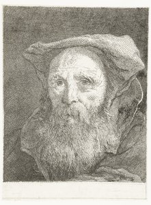 Gammel mand med skæg og baret Samling af hoveder (serietitel) Raccolta di Teste (serietitel) af Giovanni Domenico Tiepolo