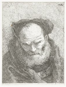 Gammel mand med skæg og bøjet hoved Samling af hoveder (serietitel) Raccolta di Teste (serietitel) af Giovanni Domenico Tiepolo