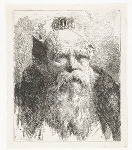 Gammel mand med skæg og hat med smykker Samling af hoveder (serietitel) Raccolta di Teste (serietitel) af Giovanni Domenico Tiepolo