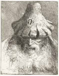 Gammel mand i konisk hat med slidsbrem Samling af hoveder (serietitel) Raccolta di Teste (serietitel) af Giovanni Domenico Tiepolo