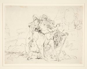 Priam og ledsagere uden for Trojas mure af Giovanni Domenico Tiepolo