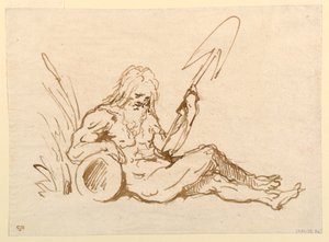 Skitse af en flodgud af Giovanni Domenico Tiepolo