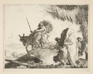 Den hellige familie mellem to engle, fra serien Idee pittoresche sopra la fuga in Egitto (Flight into Egypt) af Giovanni Domenico Tiepolo