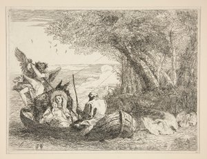 The Holy Family Travelling by Boat, fra serien Idee pittoresche sopra la fuga in Egitto (Flyv til Egypten) af Giovanni Domenico Tiepolo