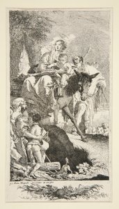 Den hellige familie med tiggeren og hans søn af Giovanni Domenico Tiepolo