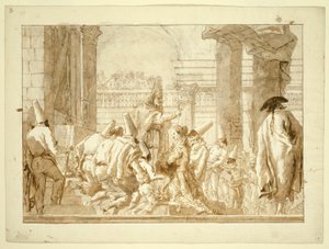 Punchinellos fars ægteskab af Giovanni Domenico Tiepolo