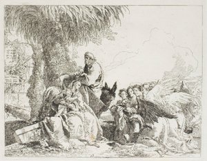 The Rest on the Flight, plade tretten fra Flugten til Egypten af Giovanni Domenico Tiepolo