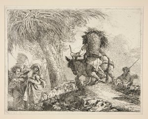 Jomfruen og barnet med Josef, fra serien Idee pittoresche sopra la fuga in Egitto (Flight into Egypt) af Giovanni Domenico Tiepolo