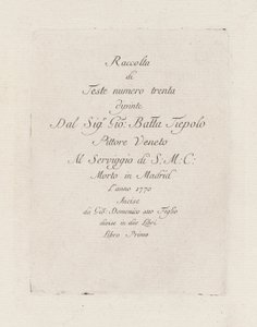 Titelside, fra Raccolta di Teste (Samling af hoveder) af Giovanni Domenico Tiepolo