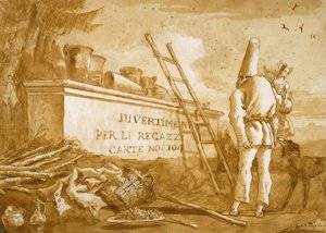 Titelblad til Punchinello-serien af Giovanni Domenico Tiepolo