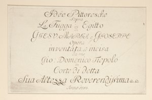 Titelside, fra serien Picturesque Ideas over the Flight into Egypt af Giovanni Domenico Tiepolo