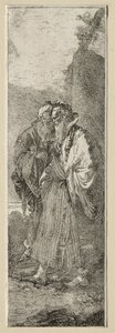 To gamle mænd i et landskab. af Giovanni Domenico Tiepolo