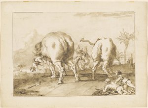 To hærgende elefanter af Giovanni Domenico Tiepolo