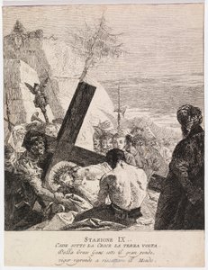 Via crucis - Station IX. Jesus falder for tredje gang af Giovanni Domenico Tiepolo