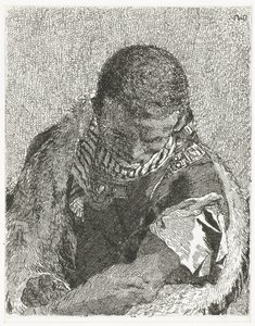 Sort dreng med bøjet hoved Samling af hoveder (serietitel) Raccolta di Teste (serietitel) af Giovanni Domenico Tiepolo
