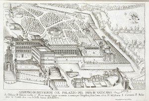Udsigt over Belvedere-haven i det pavelige palads, Vatikanet af Giovanni Domenico de