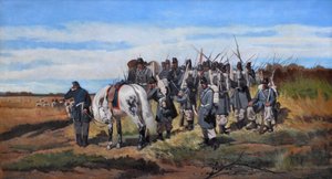 En militær rekognoscering, spejder, ca. 1861 (olie på lærred) af Giovanni Fattori