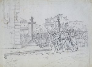 De franske troppers indtog i Livorno af Giovanni Fattori
