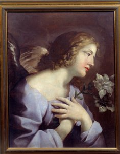 Bebudelsens engel. Maleri af Giovanni Romanelli (1610 - 1662) Ec. Italien. af Giovanni Francesco Romanelli