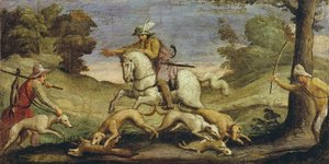 Jagt på harer, 1615 af Giovanni Francesco Barbieri