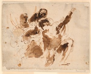 Studie af fire figurer til begravelsen af St. Petronilla Altertavle ved St. Peter